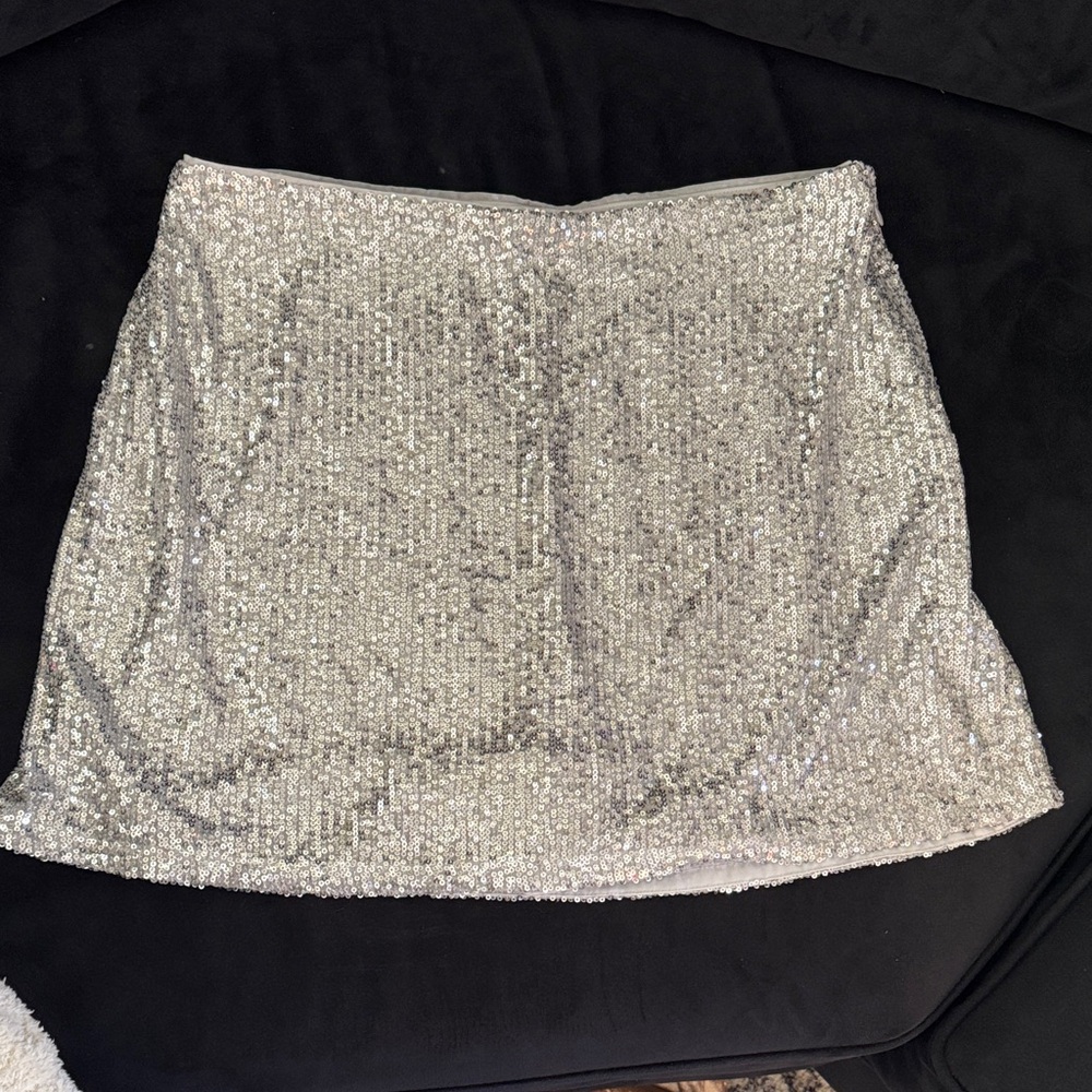 Abercrombie Silver Sequin Mini Skort - Sparkling Evening Skirt